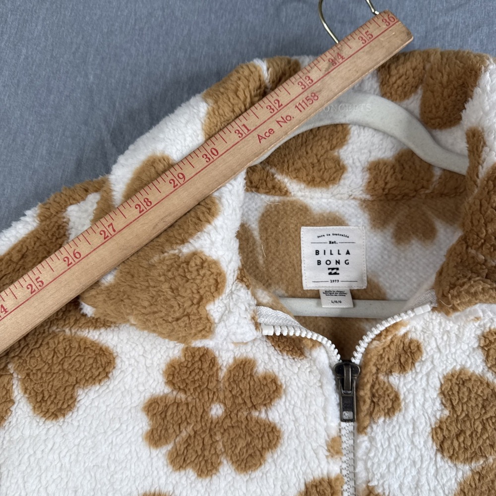 Billabong Womens Cozy Days Sherpa Flower Print Fleece Jacket Size Large - Picture 6 of 8